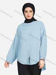 Wholesale Women's Casual Plain Collared Long Sleeve Curved Hem Pocket Button Down Top 1420#, LIUHUA CLOTHING WHOLESALE