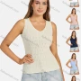 Wholesale Women's Casual Plain V Neck Ribbed Tank Top preview