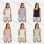 Wholesale Women's Casual Plain V Neck Ribbed Rhinestone Decor Tank Top preview