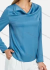 Wholesale Women's Casual Cowl Neck Long Sleeve Plain Blouse - Liuhuamall