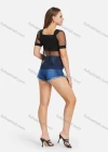 Wholesale Women's Sexy Lace Sleeve Heart Print Perspective Splicing Ruched Blouse - Liuhuamall