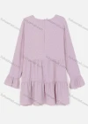 Wholesale Women's Casual Crew Neck Swiss Dot Zip Back Trumpet Sleeve Short Dress - Liuhuamall