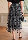 Wholesale Women's Vintage Floral Print Layered Midi Mesh Skirts - Liuhuamall