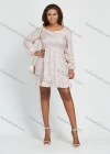 Wholesale Women's Casual Allover Floral Print Long Sleeve High Waist Short Dress - Liuhuamall