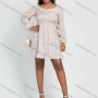 Wholesale Women's Casual Allover Floral Print Long Sleeve High Waist Short Dress preview