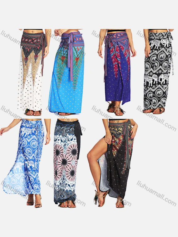 Wholesale Women's Casual Boho Slit Front Skirt