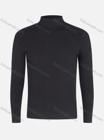 Wholesale Men's Casual High Neck Long Sleeve Texture Ribbed Knit Plain Sweater, LIUHUA CLOTHING WHOLESALE