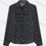Wholesale Women's Casual Bow Tie Heart Print Button Down Long Sleeve Blouse preview