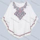 Wholesale Women's Boho Notched Neck Embroidery Folk Art Floral Poncho 8602# White Clothing Wholesale Market Liuhua