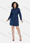 Wholesale Women's Casual Collared Long Sleeve Button Down Lace Up Denim Shirt Dress 5658# - Liuhuamall