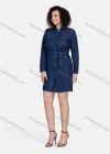 Wholesale Women's Casual Collared Long Sleeve Button Down Lace Up Denim Shirt Dress 5658# - Liuhuamall