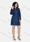 Wholesale Women's Casual Collared Long Sleeve Button Down Lace Up Denim Shirt Dress 5658# - Liuhuamall
