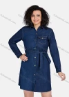 Wholesale Women's Casual Collared Long Sleeve Button Down Lace Up Denim Shirt Dress 5658# - Liuhuamall