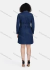 Wholesale Women's Casual Collared Long Sleeve Button Down Lace Up Denim Shirt Dress 5658# - Liuhuamall