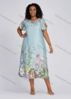 Wholesale Women's Casual Round Neck Floral Print Short Sleeve Midi Dress 264# - Liuhuamall