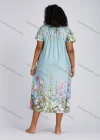 Wholesale Women's Casual Round Neck Floral Print Short Sleeve Midi Dress 264# - Liuhuamall