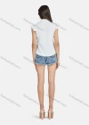 Wholesale Women's Casual Plain Collared Ruffle Trim Button Down Blouse - Liuhuamall