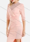 Wholesale Women's Elegant Crew Neck Splicing Rhinestone Mesh Zip Back Ruched Split Side Evening Dress - Liuhuamall