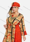 Wholesale Women's African Notched Neck 3/4 Sleeve Plus Size Tribal Print Waist Drawstring Maxi Kaftan Dress With Turban ZXV-666D2# - Liuhuamall