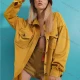 Wholesale Women's Fashion Plain Flap Pockets Corduroy Long Sleeve Overshirt Jacket Yellow Clothing Wholesale Market Liuhua