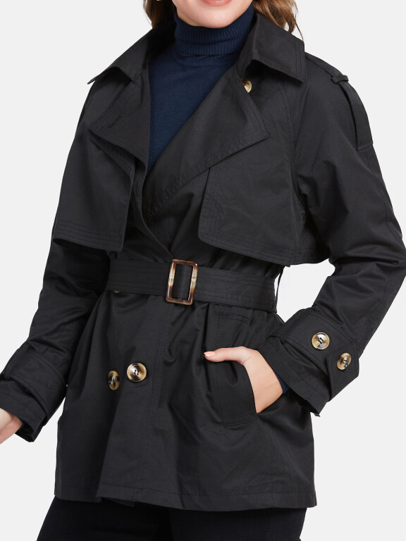 Women's Lapel Double Breasted Windbreaker Mid Length Trench Coat With Buckle Belt, LIUHUA Clothing Online Wholesale Market, All Categories