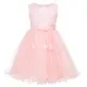 Girls Sleeveless 3D Floral Appliques Belted Lace Flower Girl Dress Pink Clothing Wholesale Market -LIUHUA