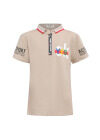 Wholesale Boy's Casual Letter Print Embroidered Quarter Zip Short Sleeve Polo Shirt - Liuhuamall