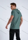 Wholesale Men's Athletic Workout Breathable Quick Dry Fitness Short Sleeve Hooded T-shirt M001# - Liuhuamall