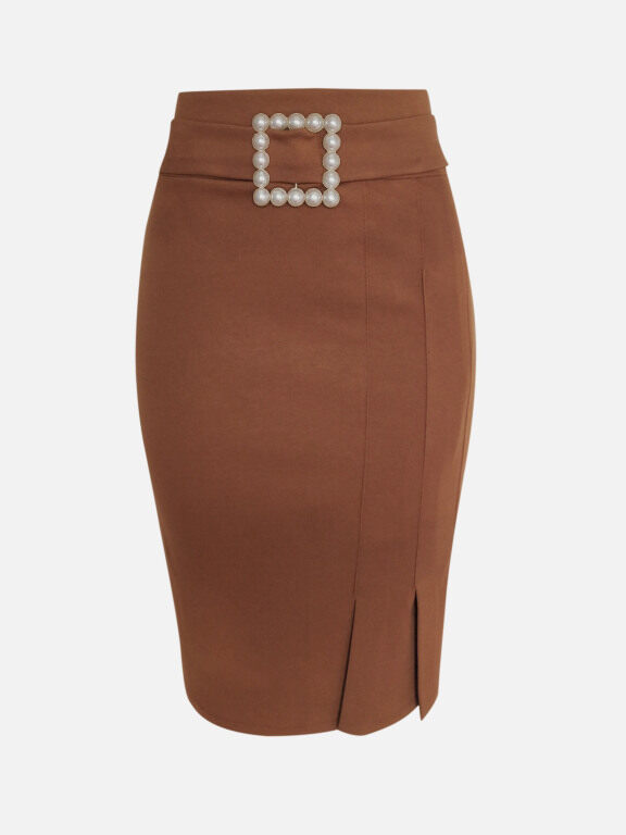 Women's Elegant Plain Beaded Crop Pencil Skirt, Clothing Wholesale Market -LIUHUA, Skirts