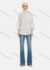 Wholesale Women's Casual Plain Button Down 3/4 Sleeve Shirt 1242# - Liuhuamall