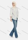 Wholesale Women's Casual Plain Button Down 3/4 Sleeve Shirt 1242# - Liuhuamall