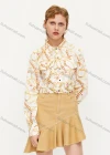Wholesale Women's Vintage Long Sleeve Double Flap Pockets Chain Print Crop Shirt 727235# - Liuhuamall