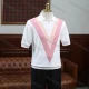Wholesale Oscar factory Casual men's V-neck knitted sweater with comfortable soft fabric and short-sleeved top 白和粉 Clothing Wholesale Market Liuhua