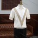 Wholesale Oscar factory Casual men's V-neck knitted sweater with comfortable soft fabric and short-sleeved top 白和咖 Clothing Wholesale Market Liuhua