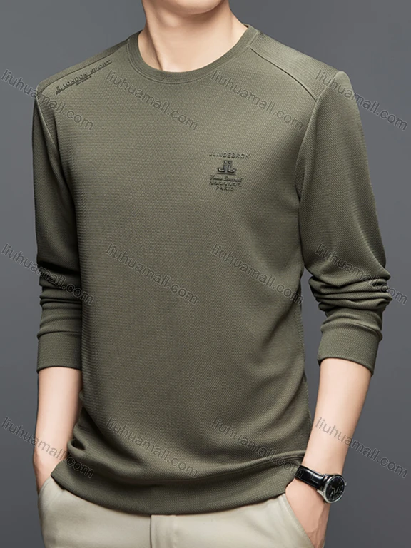 Wholesale Men's Casual Crew Neck Long Sleeve Plain Label T-shirts 8517#