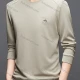 Wholesale Men's Casual Crew Neck Long Sleeve Plain Label T-shirts 8517# Beige Clothing Wholesale Market Liuhua
