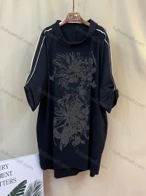 Wholesale Women's Casual Rhinestone Allover Print Long Sleeve Ruffle Hem Midi Dress, LIUHUA CLOTHING WHOLESALE