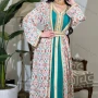 Wholesale Women's Arabic Muslim Islamic Long Sleeve Embroidery Dubai Robe Cardigan & Dress 2-piece Set AB316# preview