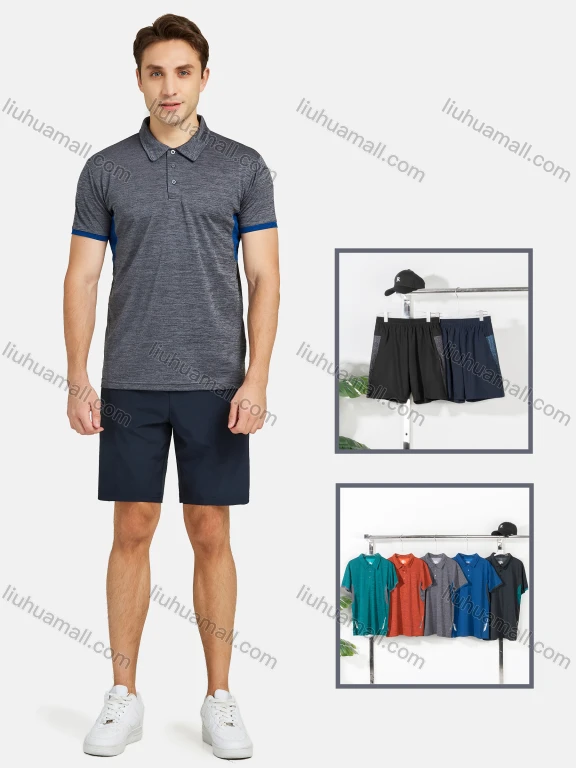 Wholesale Men's Athletic Colorblock Running Polo Shirts