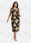 Wholesale Women's Plus Size Scoop Neck Sleeveless Floral Print Shirred Midi Dress - Liuhuamall