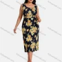 Wholesale Women's Plus Size Scoop Neck Sleeveless Floral Print Shirred Midi Dress preview