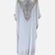 Women's Muslim Islamic Sequin Batwing Sleeve Arabic Dubai Pullover Sheer Mesh Kaftan Dress White Clothing Wholesale Market -LIUHUA