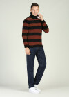 Wholesale Men's Two Tone Striped Turtleneck Long Sleeve Pullover Sweater - Liuhuamall