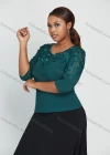 Wholesale Women's Elegant Round Neck 3/4 Sleeve Applique Blouse - Liuhuamall