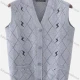 Wholesale Men's Casual Sleeveless Argyle Texture Button Down Knit Sweater Vests Light Gray Clothing Wholesale Market Liuhua