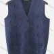Wholesale Men's Casual Sleeveless Argyle Texture Button Down Knit Sweater Vests Midnight blue Clothing Wholesale Market Liuhua