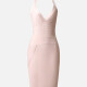 Women's Sexy Plain Halter Pencil Hem Knee Length Club Dress Pink Clothing Wholesale Market -LIUHUA