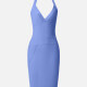 Women's Sexy Plain Halter Pencil Hem Knee Length Club Dress T5010# Clothing Wholesale Market -LIUHUA