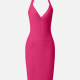 Women's Sexy Plain Halter Pencil Hem Knee Length Club Dress X3105# Clothing Wholesale Market -LIUHUA