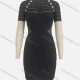 Wholesale Women's Cut Out Short Sleeve Crew Neck Button Decor Bodycon Short Sweater Dress Black Clothing Wholesale Market Liuhua